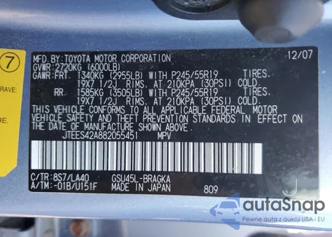 2008 Toyota Highlander Limited из США, поврежденный, VIN JTEES42A882055451